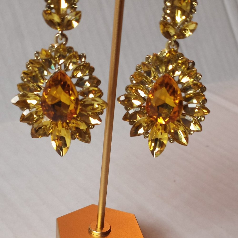 Yellow Citrine Statement Earrings - image 3
